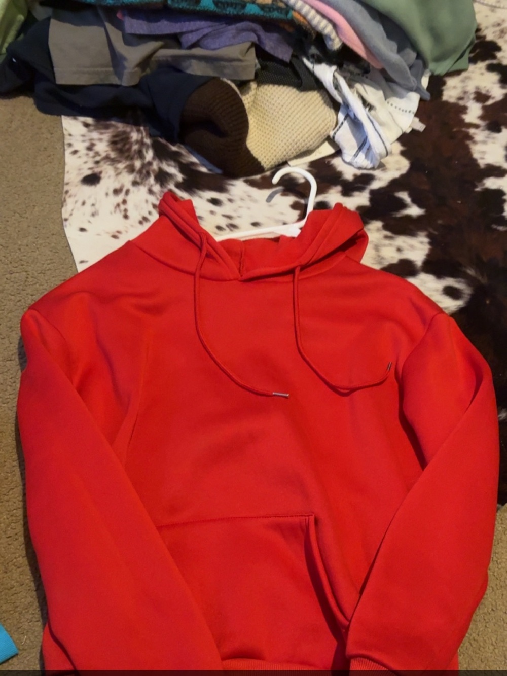 Red Hooded Sweatshirt Pullover